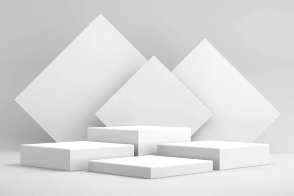 Ürün sunumu için podyum oluşturma için 3d arkaplan, beyaz arkaplan, 3d oluşturma