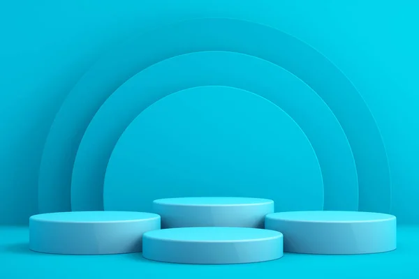Ürün sunumu için 3d arkaplan, mavi arkaplan, 3d oluşturma için podyum