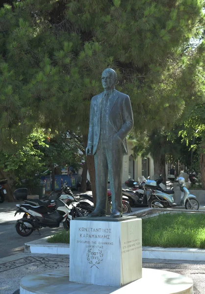 Rodi Grecia Settembre Statua Del Politico Greco Konstantinos Karamanlis Collocata — Foto Stock