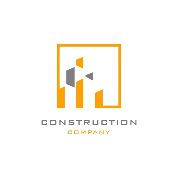 Construção Edifício Ícone Logotipo Modelo Design — Vetor de Stock
