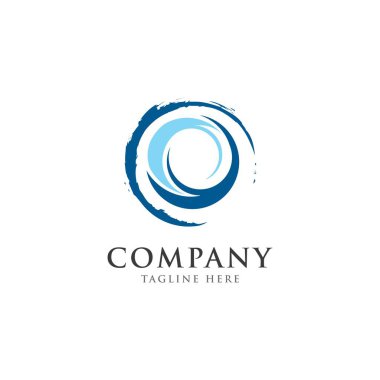 Mavi dalga logo tasarımı. Soyut çember logo tasarım vektör şablonu