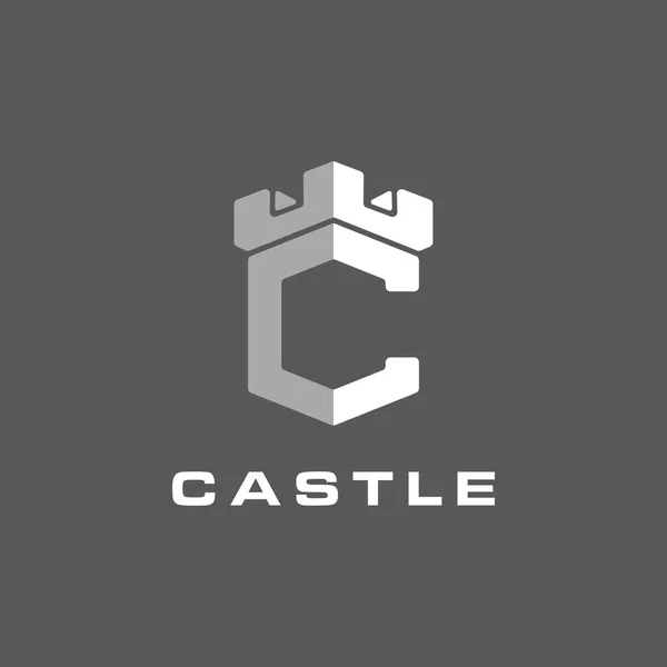 C harfi, kale simgesi logosu. C harfi ile Castle logosu.