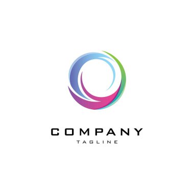 Soyut çember logo tasarım vektör şablonu. İş şirketi için yaratıcı renkli logo