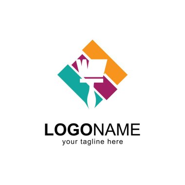 Logo çizim şirketi. Boyama işi için boya fırçası simgesi