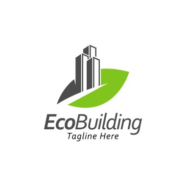 building with leaf logo design template.green city concept icon inspiration clipart