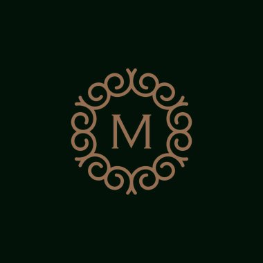 Zarif monogram harfi M logo tasarım şablonu. Yaratıcı çiçek harfi M logosu ilham kaynağı.