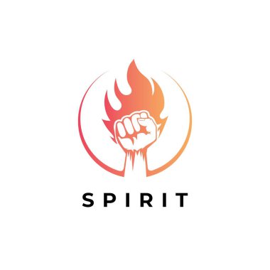 Çember logo dizayn şablonunda ateş alevi olan ilk el. Ruh çizim sembolü.