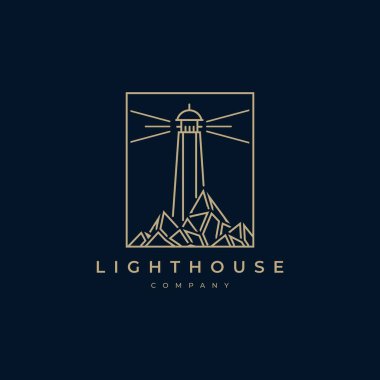 Deniz feneri logo tasarım vektör şablonu. İşaret sembolü çizimi