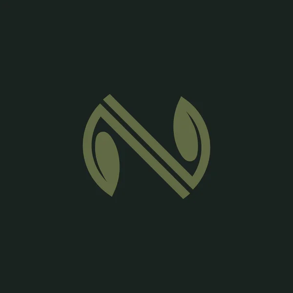 Lettre Avec Modèle Vectoriel Conception Logo Feuille — Image vectorielle