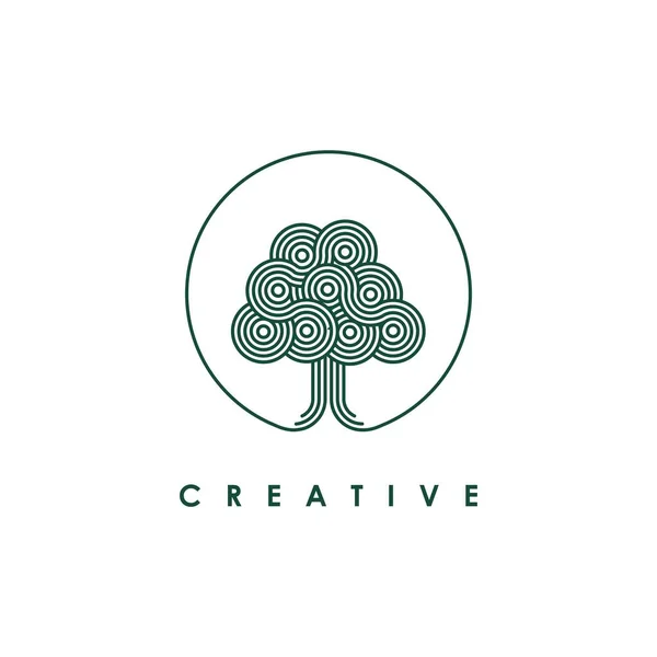 Árbol Abstracto Logotipo Diseño Vector Template Creative Árbol Lineal Icono — Vector de stock