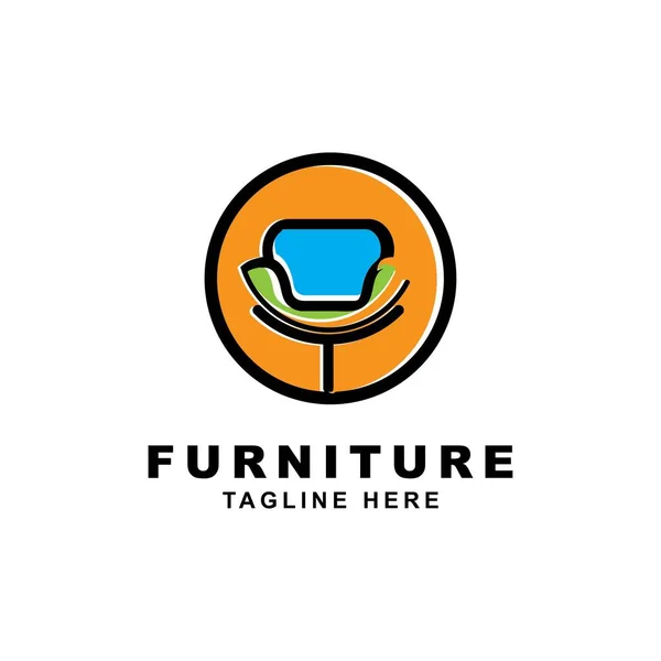 Furniture Logo Design Symbol Icon Chairs Sofas Tables Home Furnishings — Stock Vector