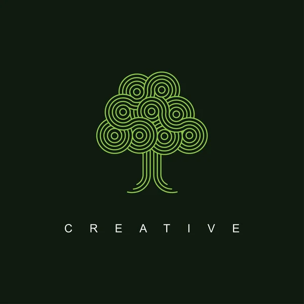 Árbol Abstracto Logotipo Diseño Vector Template Creative Árbol Lineal Icono — Vector de stock