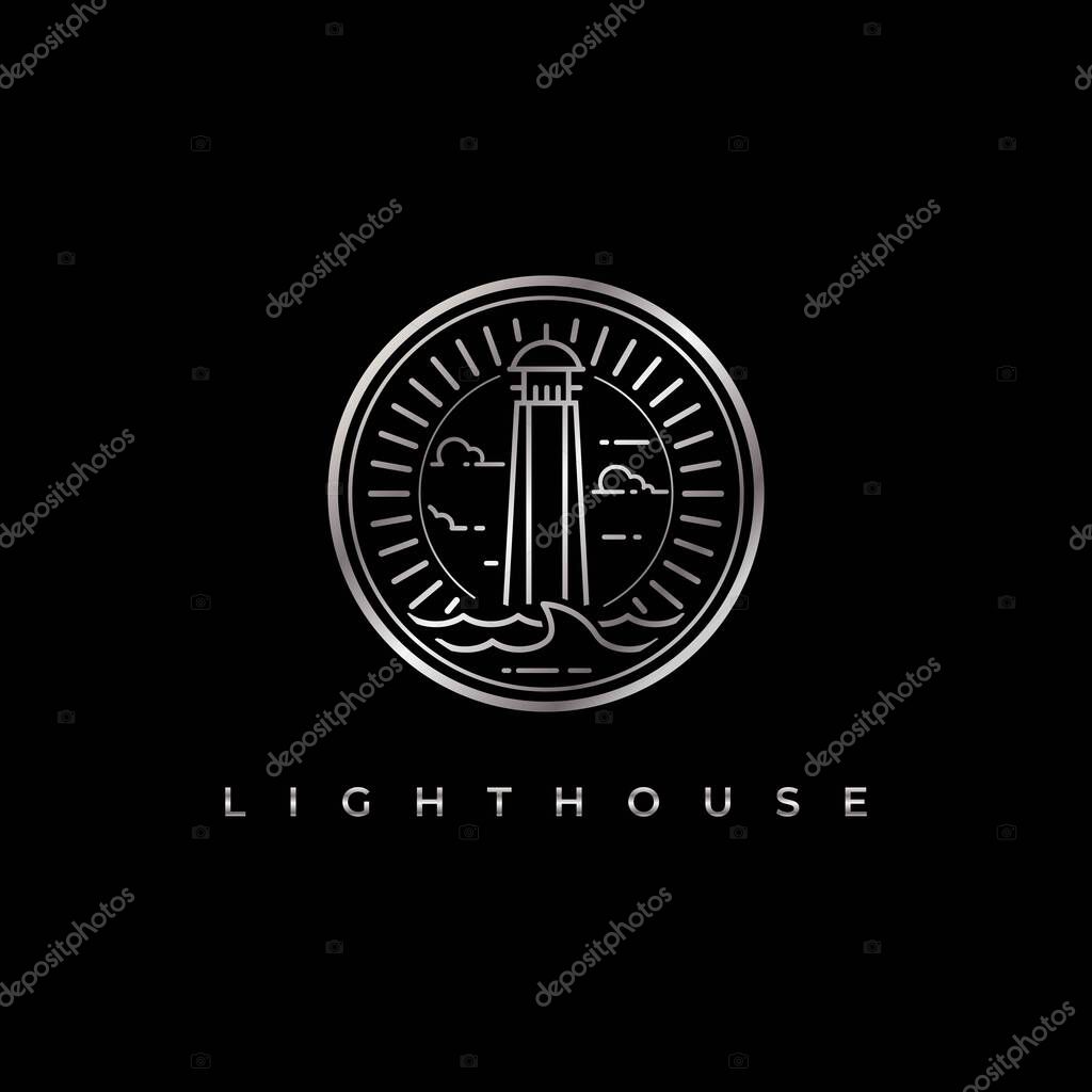 Lighthouse logo design vector template.Beacon symbol illustration