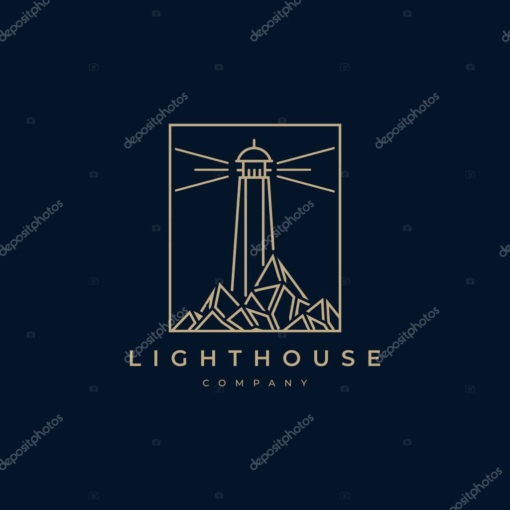 Lighthouse logo design vector template.Beacon symbol illustration