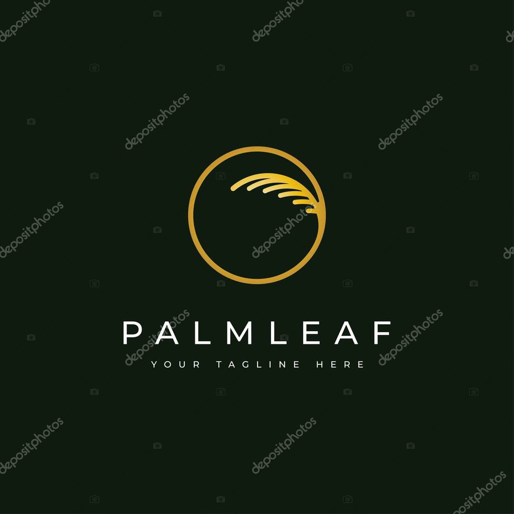 Palm leaf logo design template.luxury elegant palm tree symbol