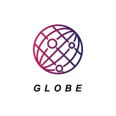 Globe logo tasarım vektör şablonu. Modern küresel sembol