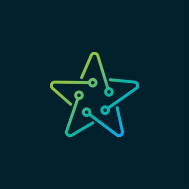 Yıldız logosu tasarım vektör şablonu. Modern teknoloji simgesi