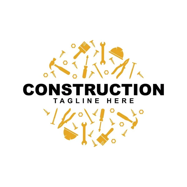 Εργαλείο Χειρός Σύμβολο Λογότυπο Σχεδιασμό Template Construction Εικονίδιο Εξοπλισμού — Διανυσματικό Αρχείο