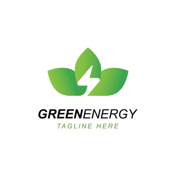 Yeşil Enerji Konsept Logo Tasarım Vektör Şablonu — Stok Vektör