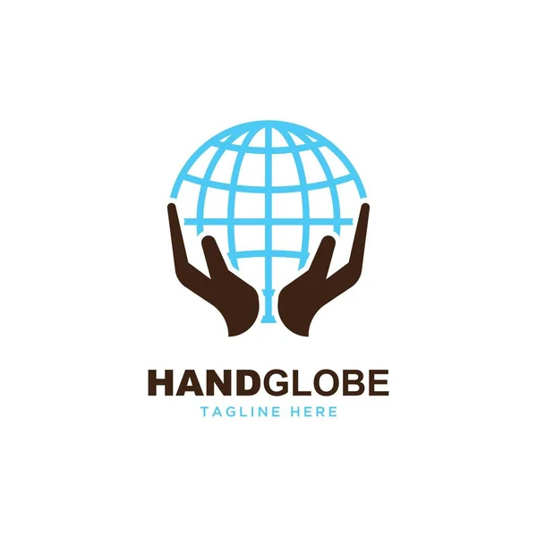 Рука Глобусом Дизайн Логотипа Векторный Шаблон — стоковый вектор