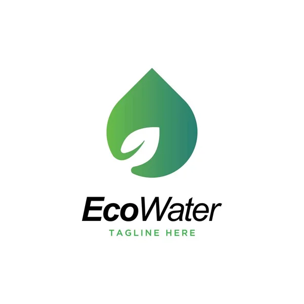 Eco Water Logo Design Vector Template Water Drop Leaf Symbol — Stock Vector