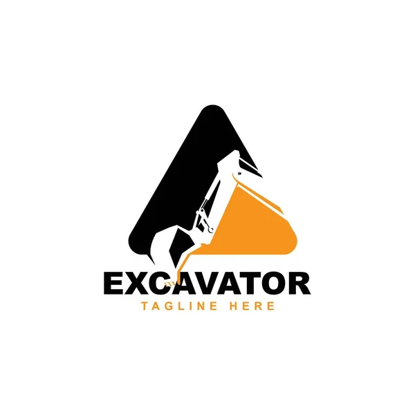 Graafmachine Logo Ontwerp Vector Template Backhoe Symbool — Stockvector