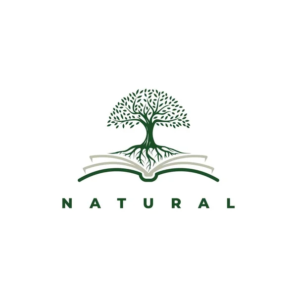 Book Tree Logo Design Symbol Vector Template — Stock Vector