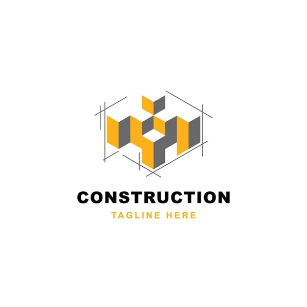 Simbolo Progettazione Logo Costruzione Modello Vettoriale Icona Illustrazione Architetto — Vettoriale Stock