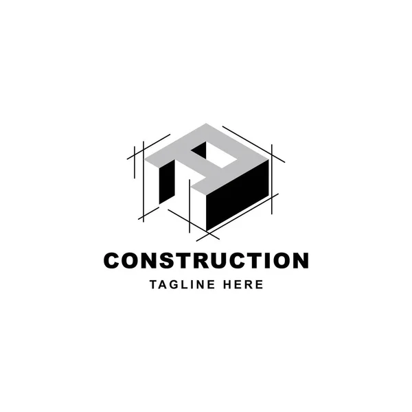 文字付きの建設ロゴデザイン図形アイコン 最初の文字A建物のシンボル — ストックベクタ