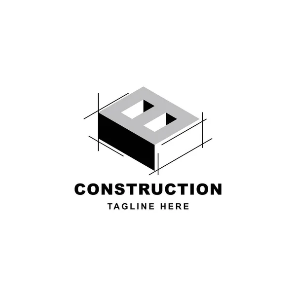 Conception Logo Construction Avec Icône Forme Lettre Lettre Initiale Sur — Image vectorielle