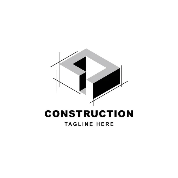 Projeto Logotipo Construção Com Ícone Forma Letra Carta Inicial Símbolo —  Vetores de Stock