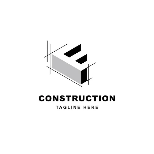 Construction Logo Design Letter Shape Icon Initial Letter Building Symbol — Stock Vector