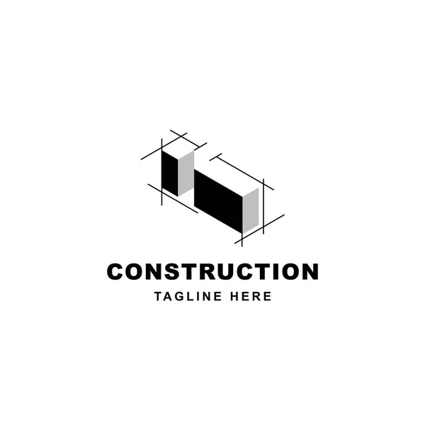 Construction Logo Design Letter Shape Icon Initial Letter Building Symbol — Stock Vector