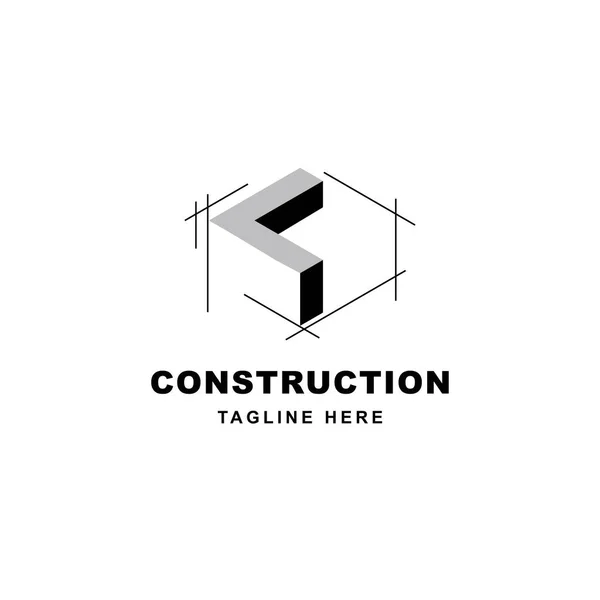 Rakentaminen Logo Suunnittelu Kirjaimella Muoto Kuvake Rakennussymbolia Koskeva Alkukirjain — vektorikuva