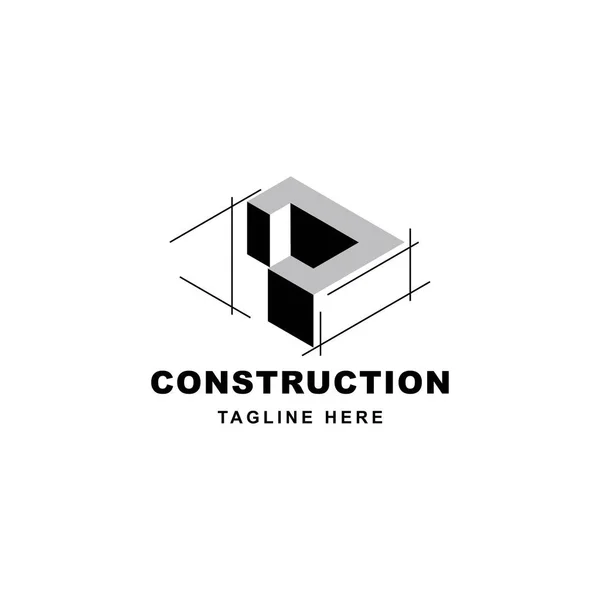 Design Logotipo Construção Com Ícone Forma Letra Carta Inicial Símbolo — Vetor de Stock