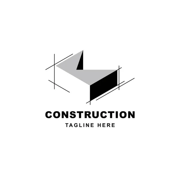 Construction Logo Design Letter Shape Icon Initial Letter Building Symbol — Stock Vector