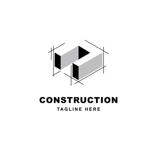 Design Logo Construcție Pictograma Formă Litera Inițială Simbolul Clădirii — Vector de stoc
