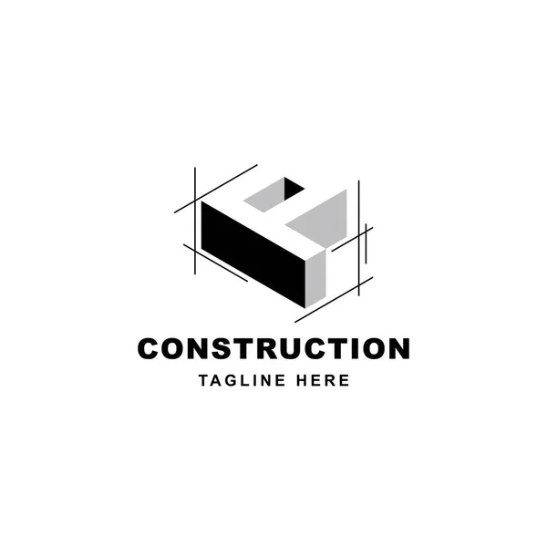 Konstruksjonslogo Med Bokstaven Formikon Første Bokstav Bygningssymbol – stockvektor