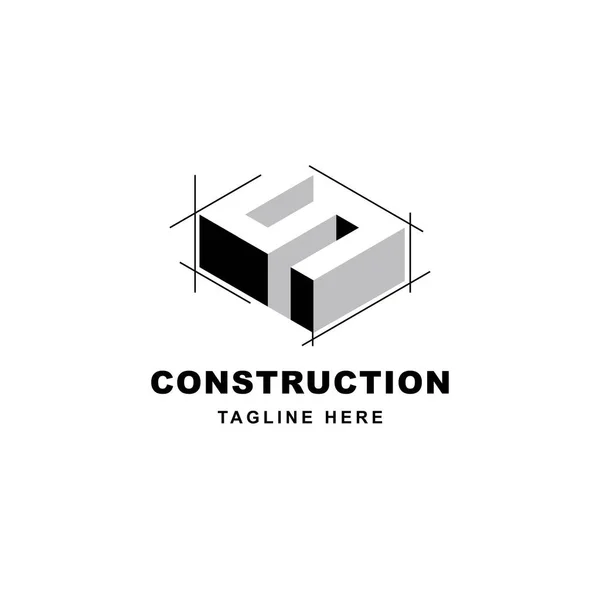 Projeto Logotipo Construção Com Ícone Forma Letra Letra Inicial Símbolo —  Vetores de Stock