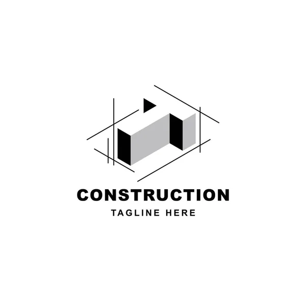 Construction Logo Design Letter Shape Icon Initial Letter Building Symbol — Stock Vector