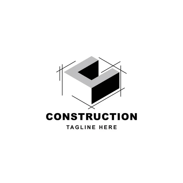 Construction Logo Design Letter Shape Icon Initial Letter Building Symbol — Stock Vector