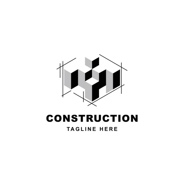 Construction Logo Design Letter Shape Icon Initial Letter Building Symbol — Stock Vector