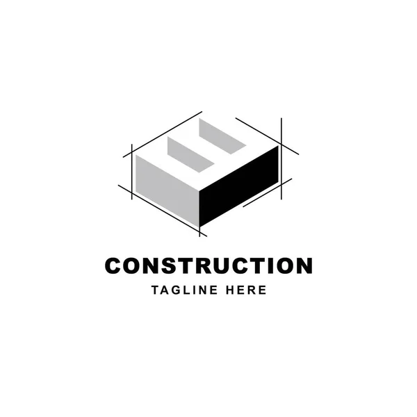 Konstruktion Logo Design Mit Buchstabe Form Symbol Anfangsbuchstabe Auf Bausymbol — Stockvektor