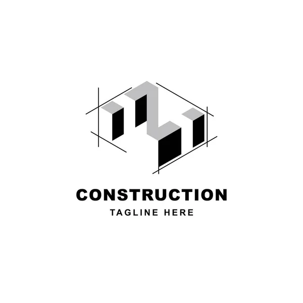 Projekt Logo Konstrukcyjnego Ikoną Kształcie Litery Początkowa Litera Symbolu Budynku — Wektor stockowy