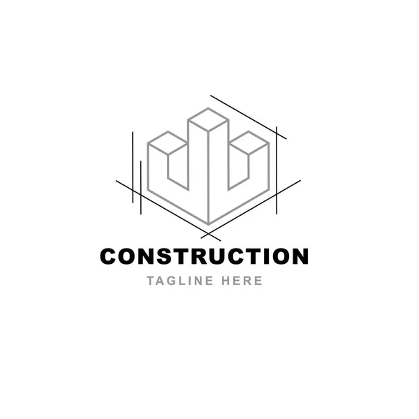 Stavební Logo Design Symbol Stavební Architekt Ilustrační Vektorová Šablona — Stockový vektor