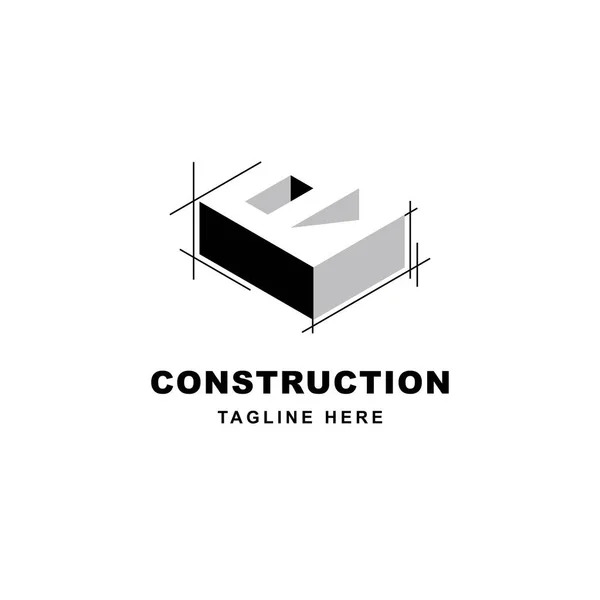 Construction Logo Design Letter Shape Icon Initial Letter Building Symbol — Stock Vector