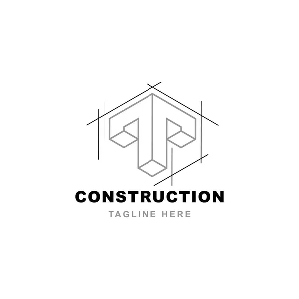 T harfi vektör şablonlu inşaat logosu