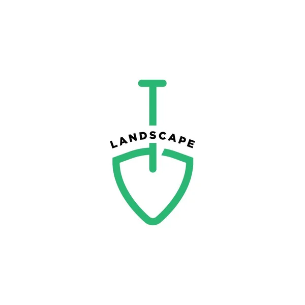 Φτυάρι Σύμβολο Εικονογράφηση Διάνυσμα Template Landscaping Σχεδιασμό Λογότυπο — Διανυσματικό Αρχείο