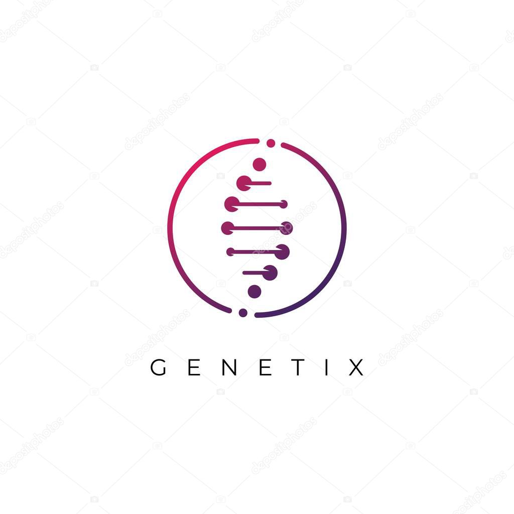 DNA logo design template.icon for science technology.genetic symbol