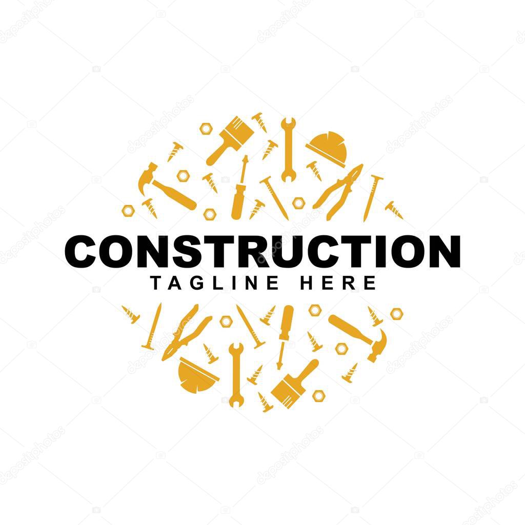 Hand tools symbol logo design template.construction equipment icon